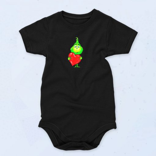 Cute Baby Grinch Love Heart Christmas Funny Baby Onesie