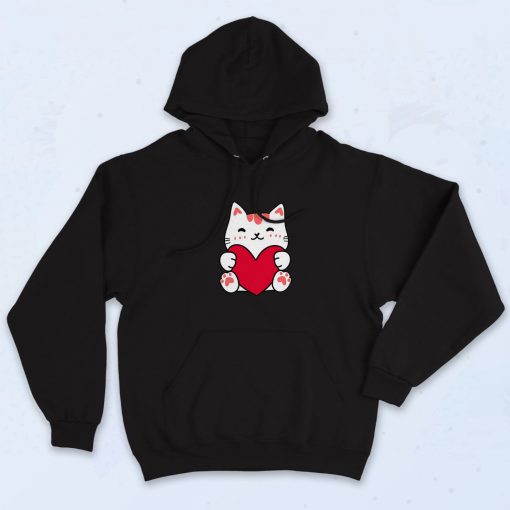 Cute Cat Heart Valentine's Day Hoodie