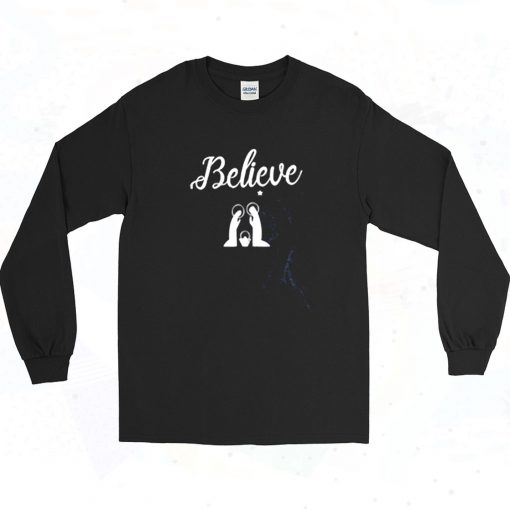 Distressed Believe Long Sleeve Shirt