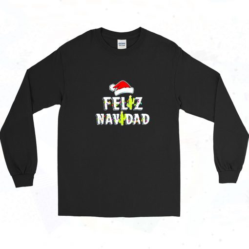 Feliz Navidad Vintage Christmas Cactus Long Sleeve Shirt