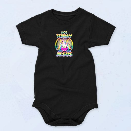 Funny Unicorn Not Today Jesus Satan Funny Baby Onesie