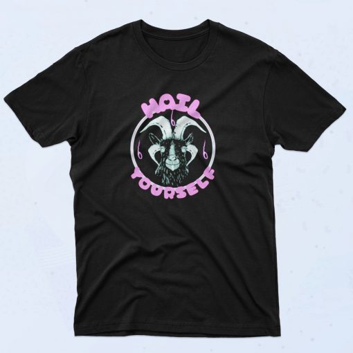 Hail Yourself Cute Pink And Blue Goat Baphomet 90s T Shirt Idea