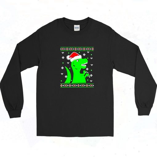 Jurassic Christmas Green Dino Long Sleeve Shirt