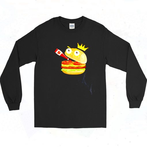 King Hamburger Drinking Tomato Sauce Long Sleeve Shirt