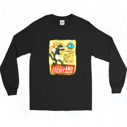 Le Chat Noir Cat Itchy Scratchy Show Long Sleeve Shirt