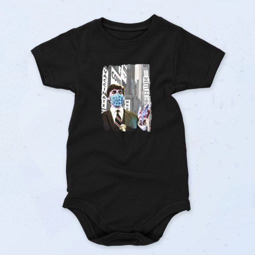 Obey Wear Your Covid Face Mask Fashionable Baby Onesie