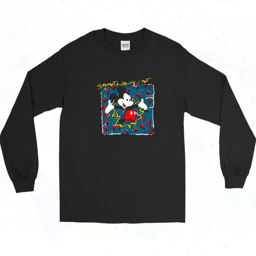 Saint Laurent Mickey Mouse Long Sleeve Shirt