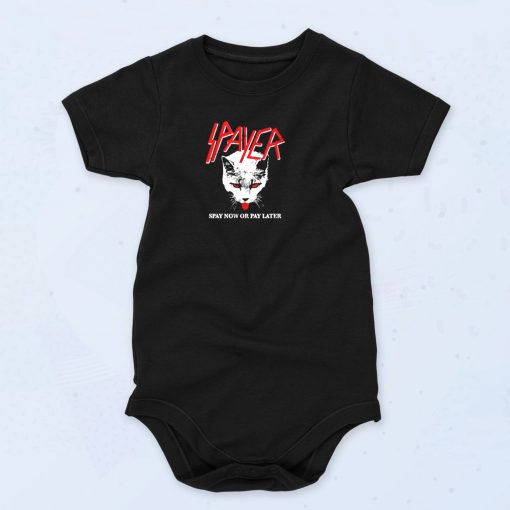 Spayer Funny Vintage Style Slayer Parody Cat Funny Baby Onesie