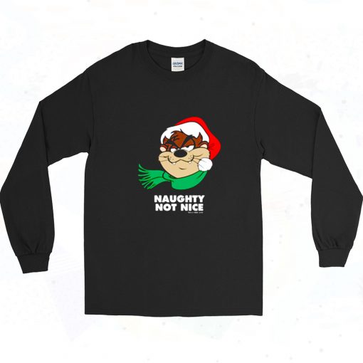 Tasmanian Devil Naughty Not Nice Christmas Long Sleeve Shirt