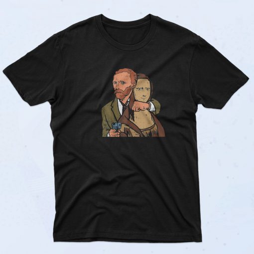 Van Gogh Mona Lisa Graphic Parody T Shirt