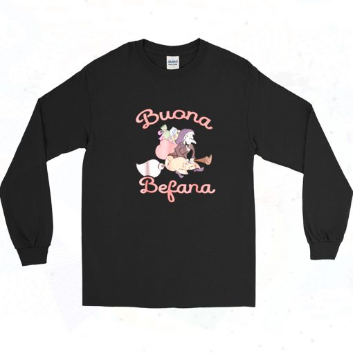 Vintage Buona Befana Italian Christmas Long Sleeve Shirt