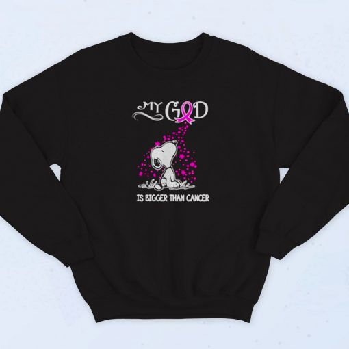 Breast Cancer Awareness My God Is Bigger Than Cancer Snoopy Vintage Sweatshirt