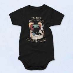 Cat Not Anti Social Anti Stupid Fashionable Baby Onesie