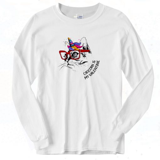 Caticorn Is My Valentine's Day Vintage 90s Long Sleeve Shirt