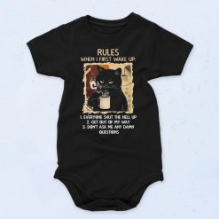 Coffee Black Cat Urban Fashion Baby Onesie