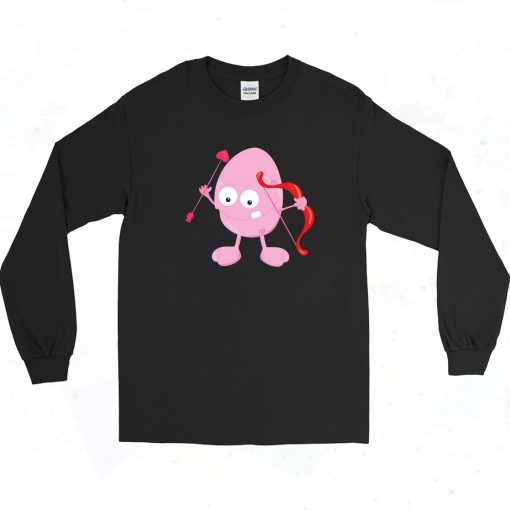 Valentine Light Pink Monster Vintage 90s Long Sleeve Shirt