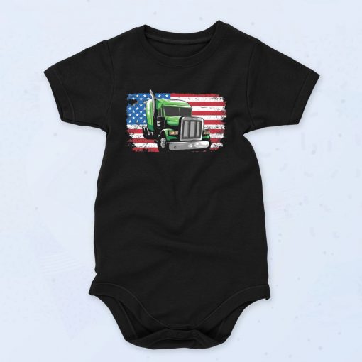 American Flag Patriotic Trucker Unisex Baby Onesie