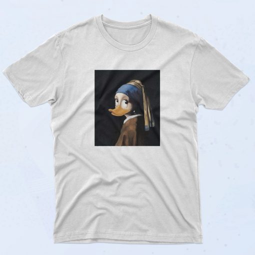 Duck Pearl Earring Fashionable T Shirt