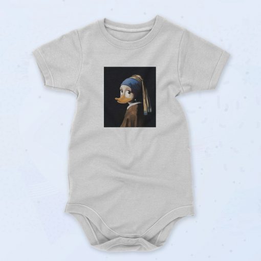 Duck Pearl Earring Unisex Baby Onesie