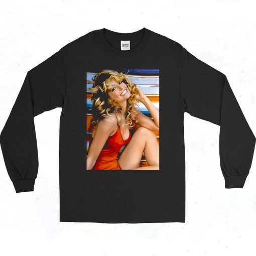 Farrah Fawcett Photoshoot 90s Style Long Sleeve Shirt