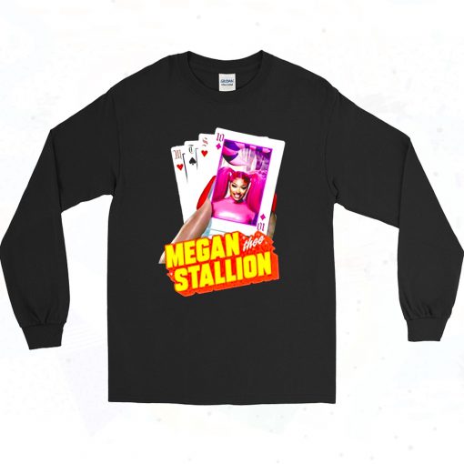 Megan Thee Stallion Playing Card 90s Style Long Sleeve Shirt