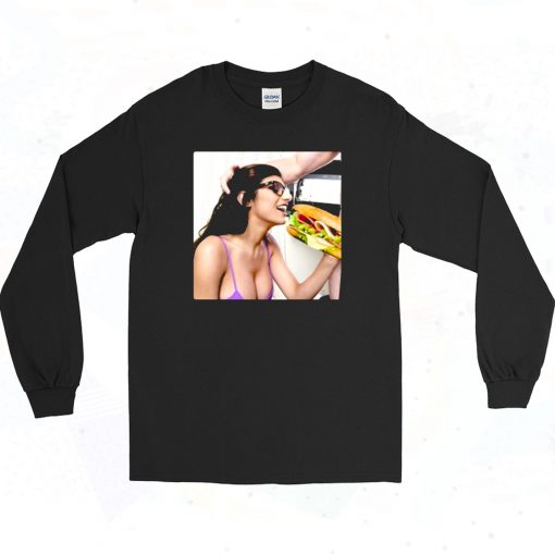 Mia Khalifa Eat Sandwich 90s Style Long Sleeve Shirt