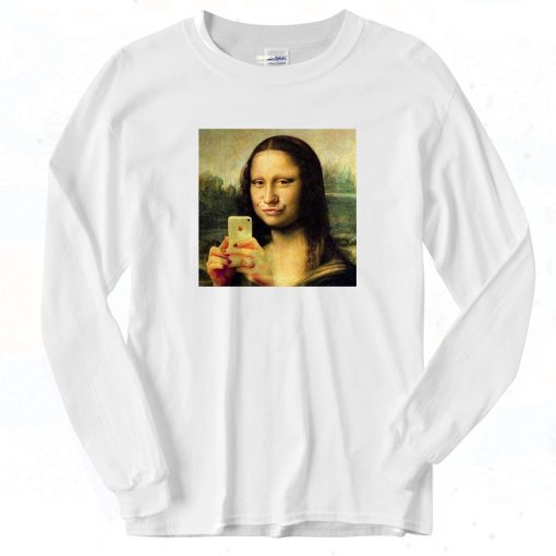 Mona Lisa Gioconda Selfie Vintage 90s Long Sleeve Shirt