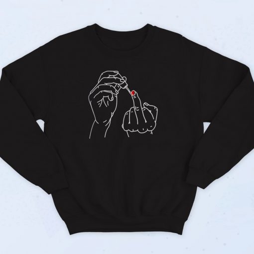 Nail Polish Middle Finger 90s Sweatshirt Style