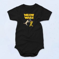 Meow Wars Space Cat Kitten Vintage Style Baby Onesie