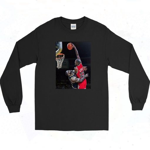 Mj Dunk On LBJ Vintage 90s Long Sleeve Shirt