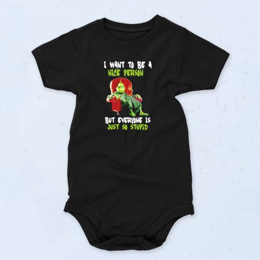 Mr Grinch I Want To Be A Nice Person Vintage Style Baby Onesie