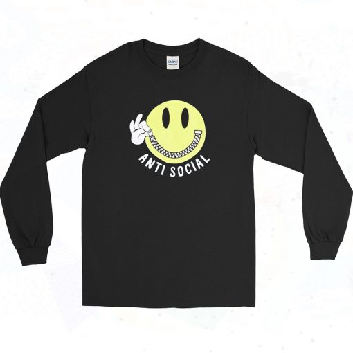 Anti Social Smiley Vintage Style Long Sleeve Shirt