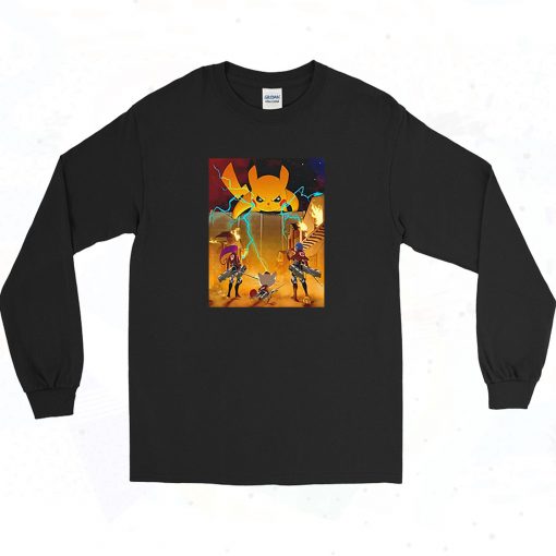 Attack on Pikachu Vintage Style Long Sleeve Shirt