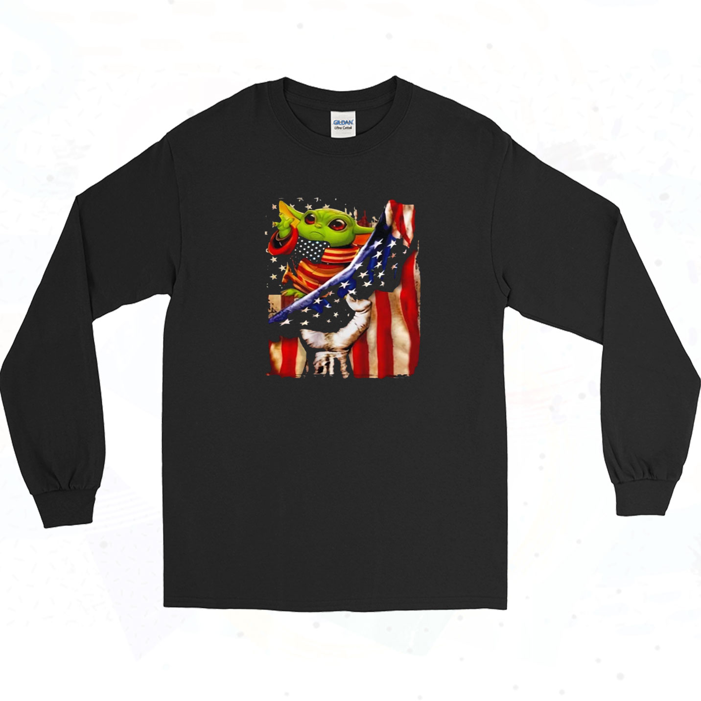 Baby Yoda 4th Of July Vintage Style Long Sleeve Shirt - 90sclothes.com