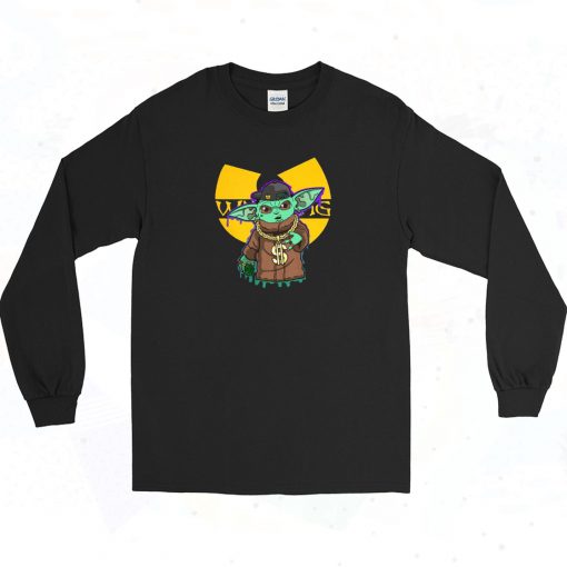 Grogu The Child Mandalorian Wu Tang Vintage 90s Long Sleeve Shirt