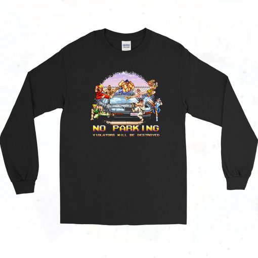 No Parking Arcade Game Vintage Style Long Sleeve Shirt