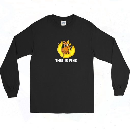 This Is Fine Dog Internet Vintage 90s Long Sleeve Shirt