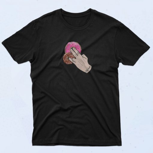 Donuts Two In The Finger Fashionable T Shirt