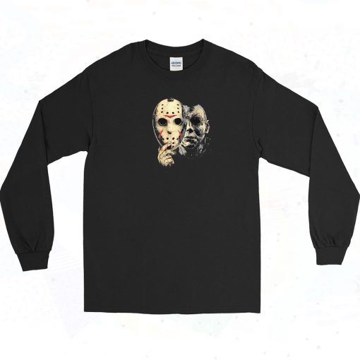 Michael Myers and Jason Voorhees Face Halloween Long Sleeve Shirt