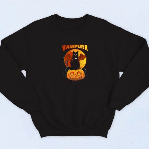 Vampurr Black Cat Pumpkin Sweatshirt