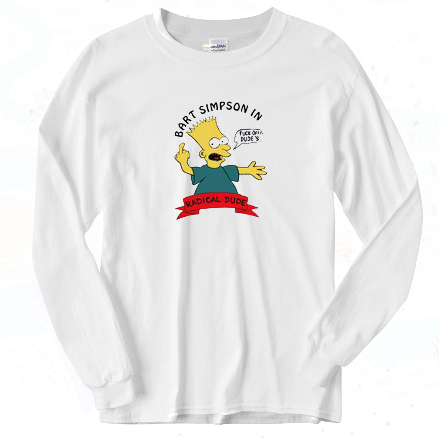 Bart Simpson In Fuck Off Dudes Long Sleeve Shirt - 90sclothes.com