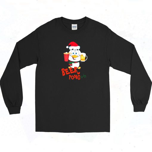 BEER PONG Penguin Christmas Long Sleeve Shirt