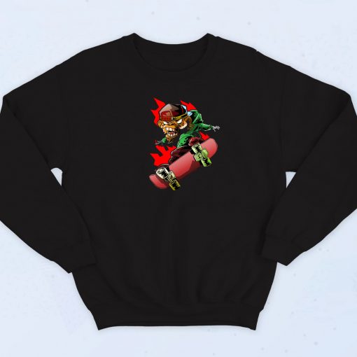 Funny Monkey Playing Skateboarding Sweatshirt