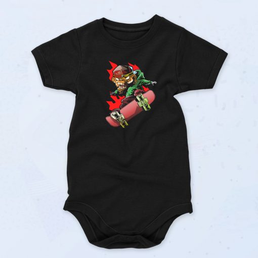 Monkey Playing Skateboarding Unisex Baby Onesie