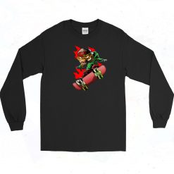 Monkey Playing Skateboarding Vintage Long Sleeve Shirt