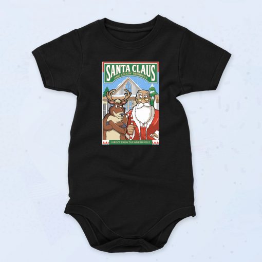 Santa Claus And Kickin Reindeer Baby Onesie