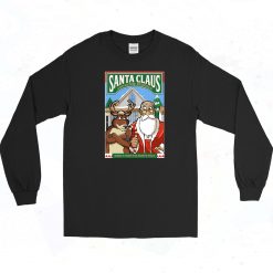 Santa Claus And Kickin Reindeer Long Sleeve Shirt