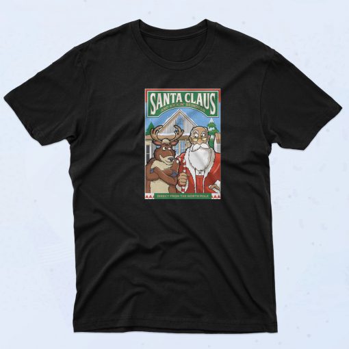 Santa Claus And Kickin Reindeer T Shirt