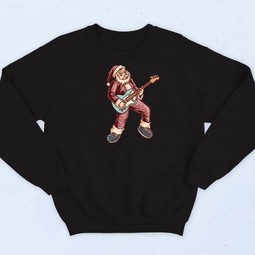 Santa Rocker With Guitar Sweatshirt