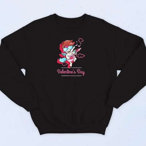 Guitar Cupid Valentines Day Funny Sweatshirt